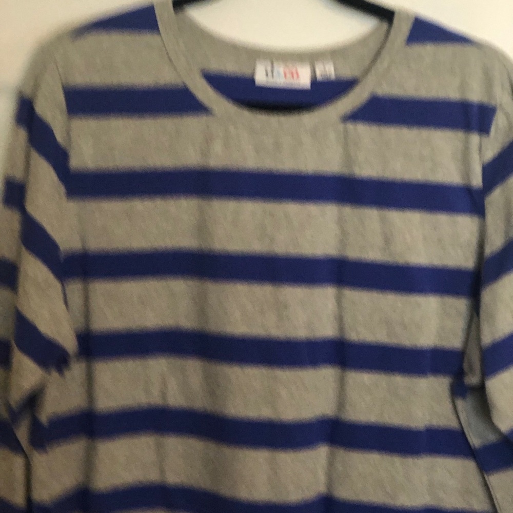 Denim & Company blue and grey striped shirt - Picture 3 of 3